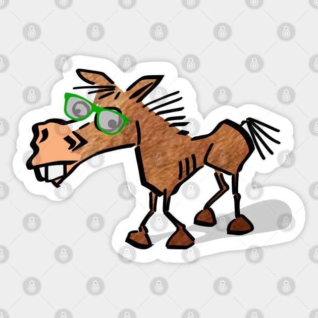 Funny cute horse glasses Sticker by Kingluigi